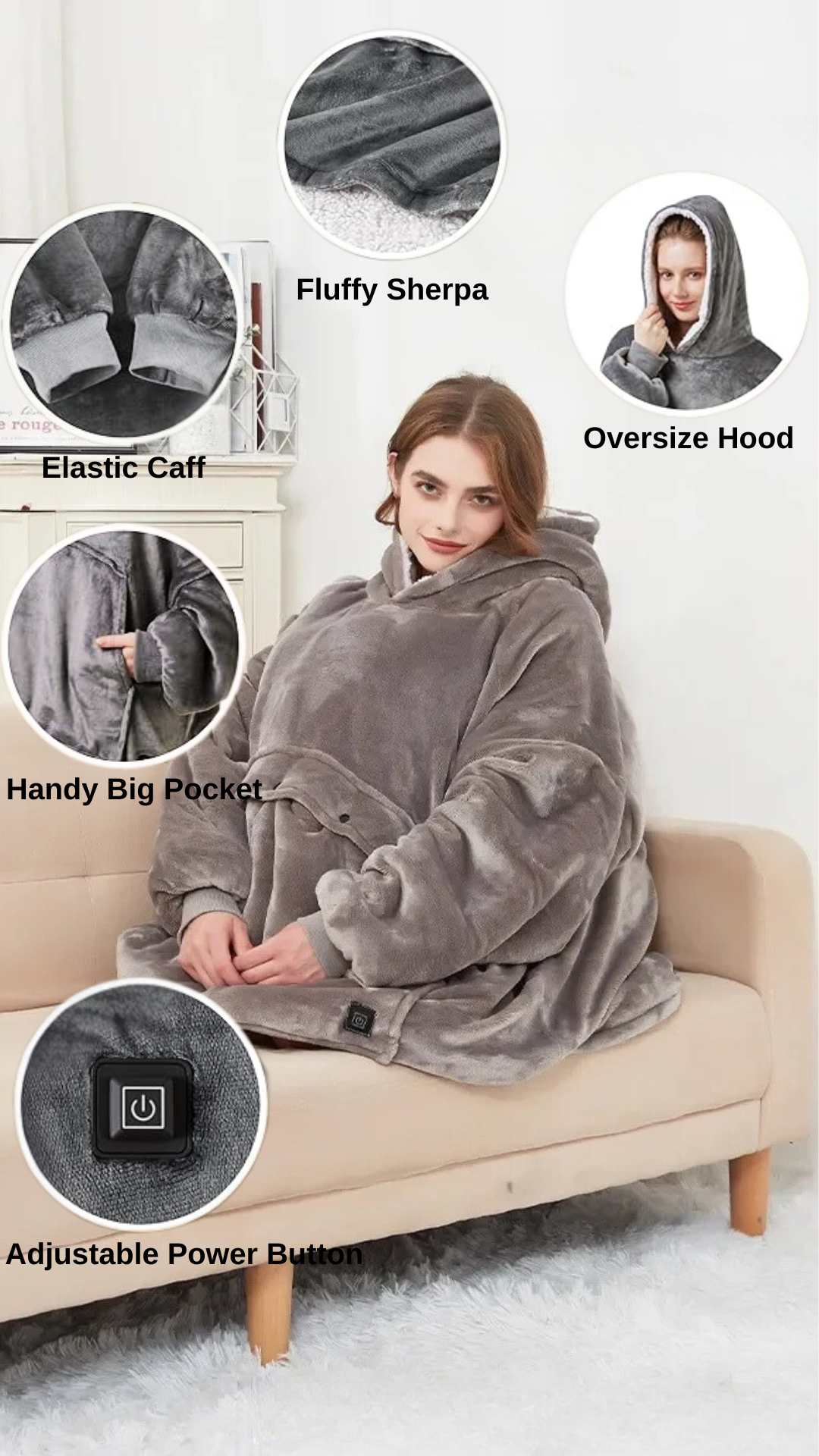 Woodie™ USB Heated Blanket Hoodie