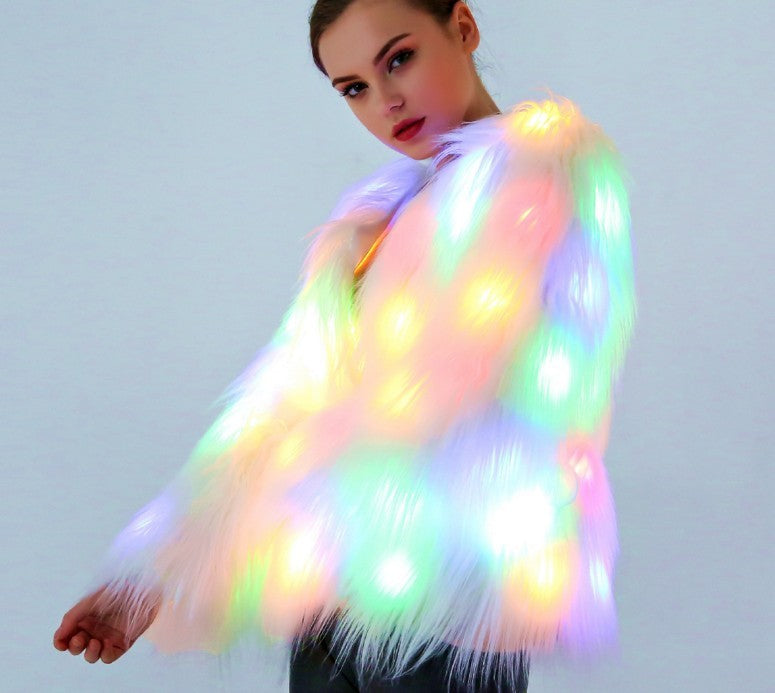 Festival Trendy Fur Coat LED Jacket