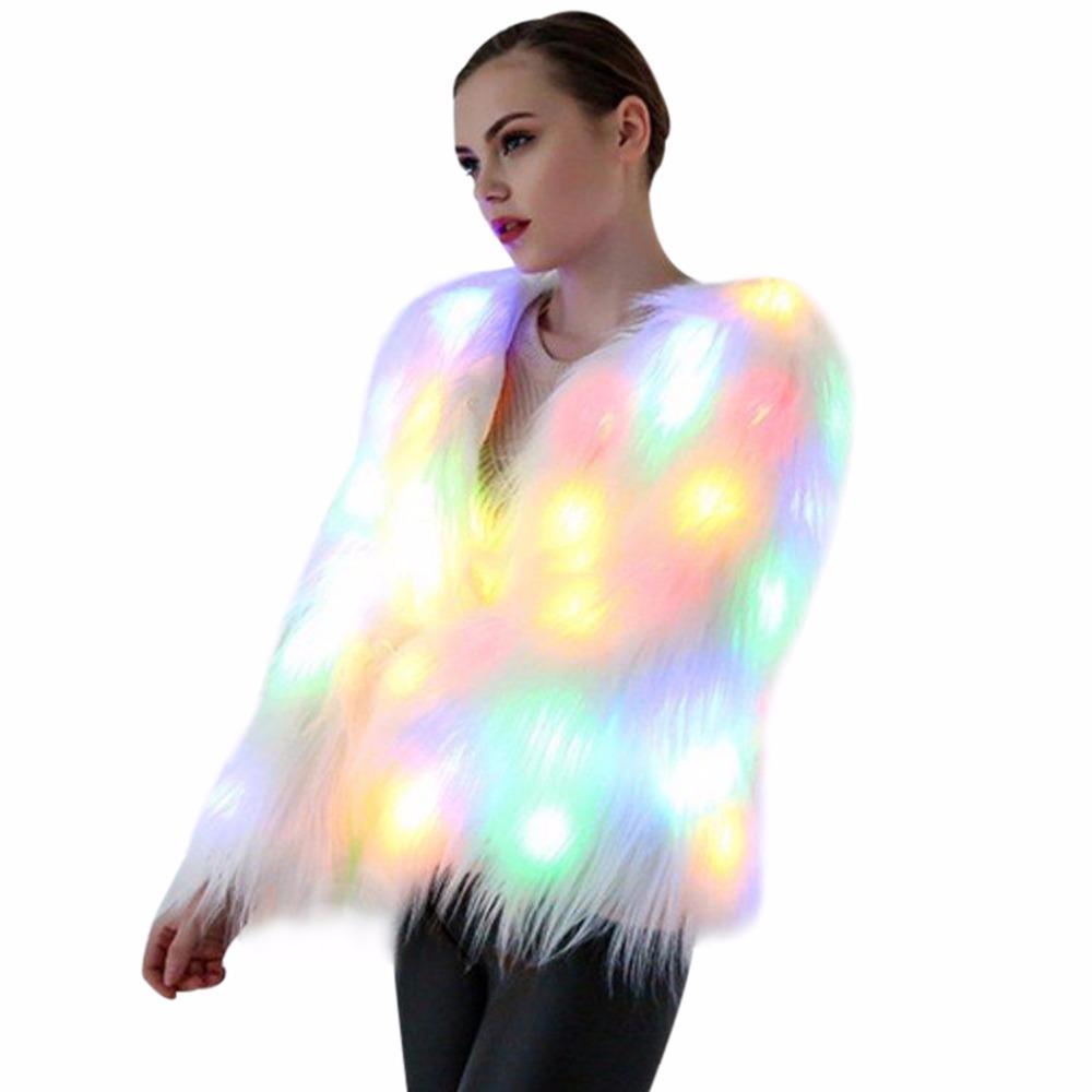 Festival Trendy Fur Coat LED Jacket