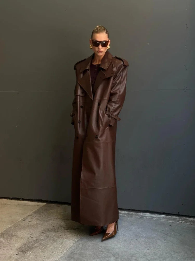 Women's Leather Trench Coat