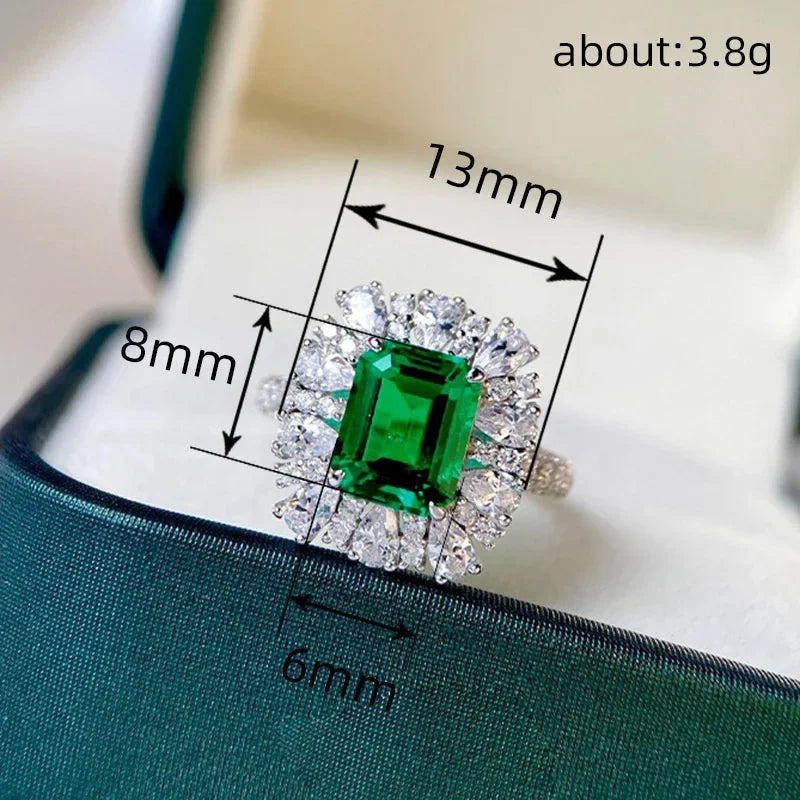 2024 New Luxury Geometric Square Zircon 3-piece Set Necklace, Earring & Ring