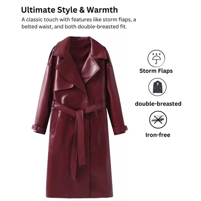 Women's Leather Trench Coat