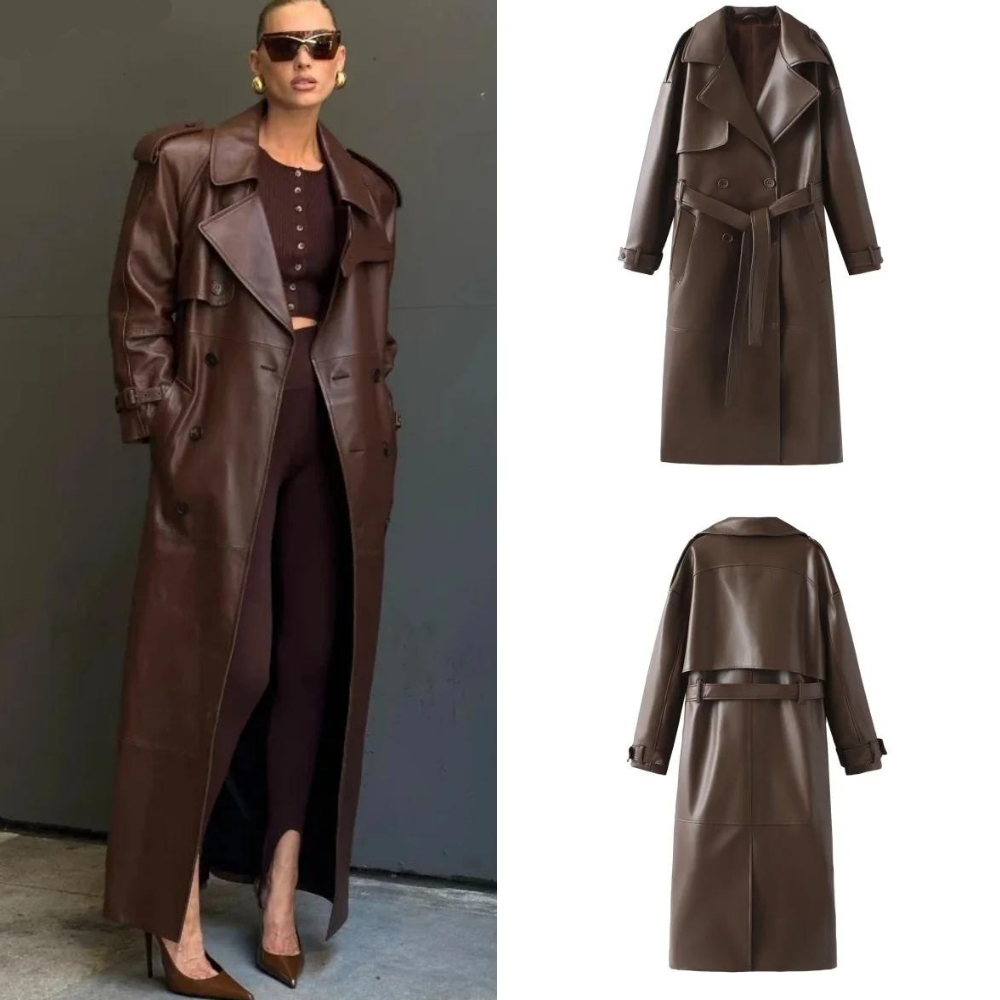 Women's Leather Trench Coat