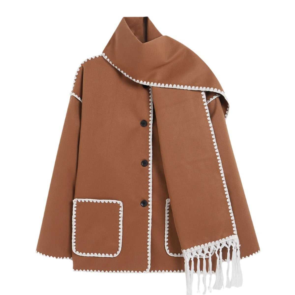 Women Outfit/ Thick Woolen Trendy Coat With Scarf/for Fall & Winter 2024